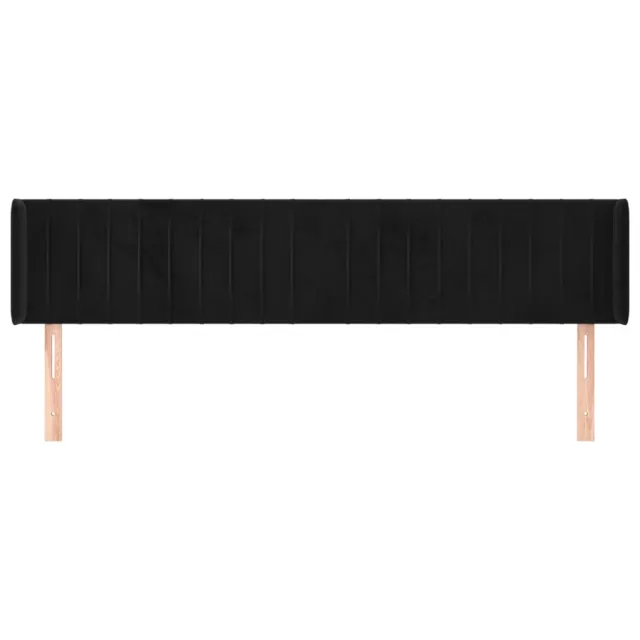 Tête de lit avec oreilles Noir 163x16x78/88 cm Velours