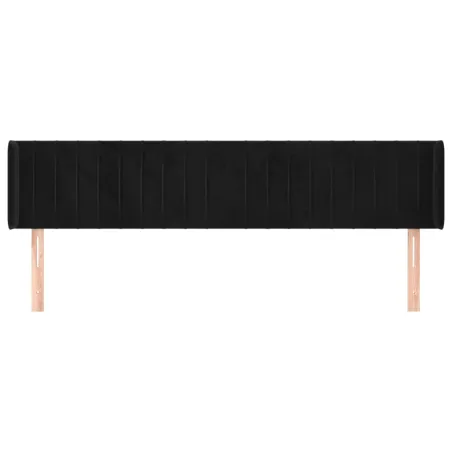 Tête de lit avec oreilles Noir 163x16x78/88 cm Velours