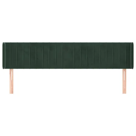 Tête de lit avec oreilles Vert foncé 163x16x78/88 cm Velours