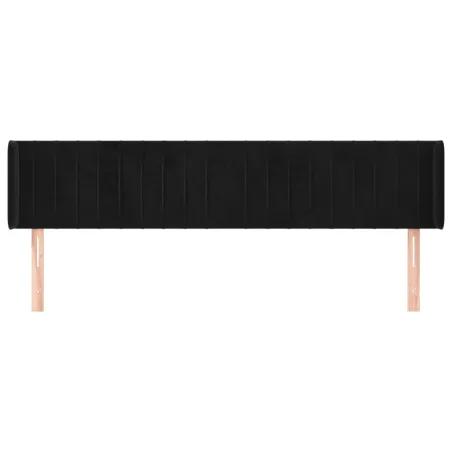 Tête de lit avec oreilles Noir 183x16x78/88 cm Velours