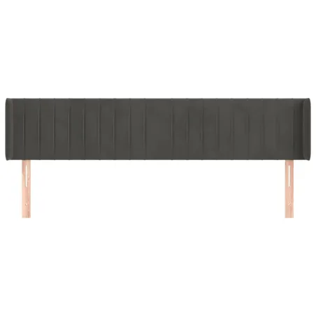 Tête de lit avec oreilles Gris foncé 203x16x78/88 cm Velours