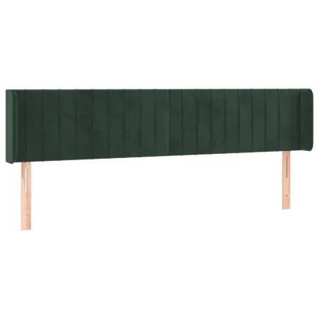 Tête de lit avec oreilles Vert foncé 203x16x78/88 cm Velours