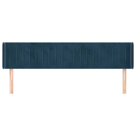 Tête de lit avec oreilles Bleu foncé 203x16x78/88 cm Velours