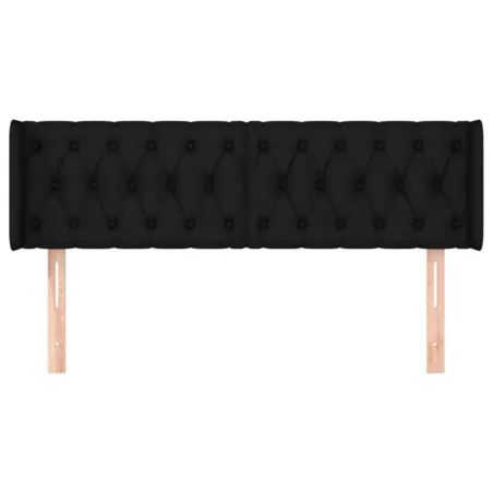 Tête de lit avec oreilles Noir 147x16x78/88 cm Tissu