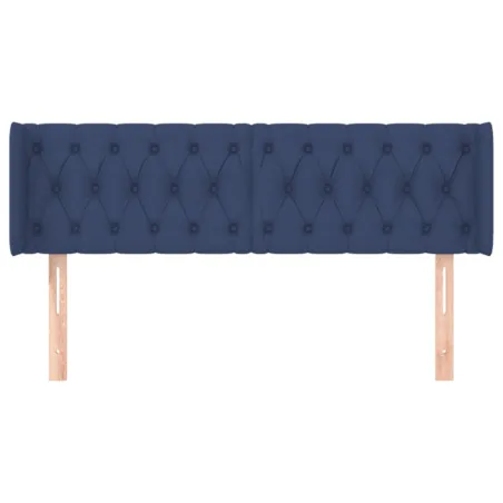 Tête de lit avec oreilles Bleu 147x16x78/88 cm Tissu