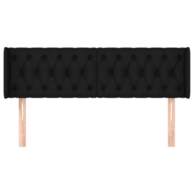 Tête de lit avec oreilles Noir 163x16x78/88 cm Tissu