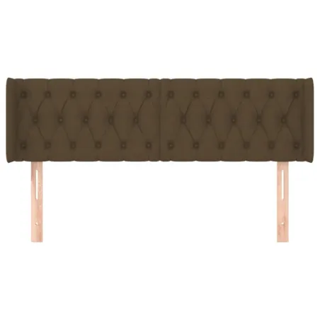 Tête de lit avec oreilles Marron Foncé 163x16x78/88 cm Tissu