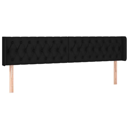Tête de lit avec oreilles Noir 183x16x78/88 cm Tissu