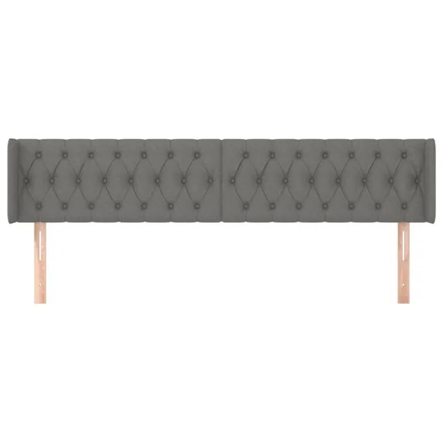 Tête de lit avec oreilles Gris foncé 203x16x78/88 cm Tissu