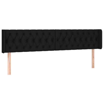 Tête de lit avec oreilles Noir 203x16x78/88 cm Tissu 2