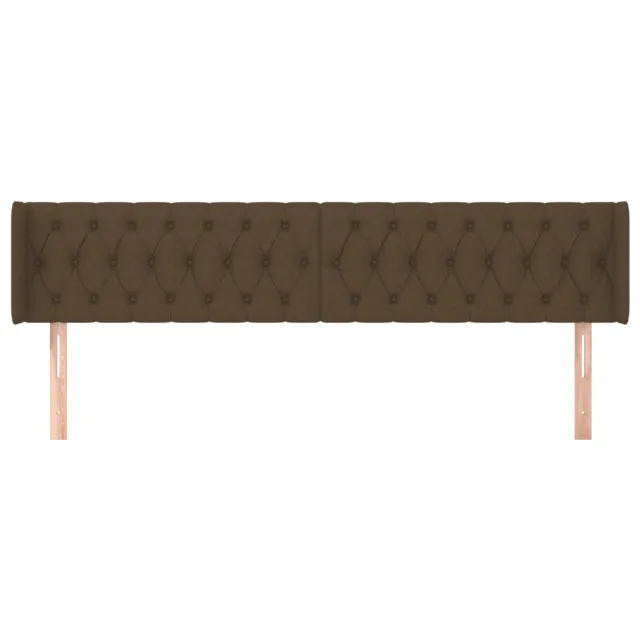 Tête de lit avec oreilles Marron Foncé 203x16x78/88 cm Tissu