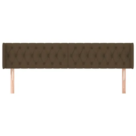 Tête de lit avec oreilles Marron Foncé 203x16x78/88 cm Tissu