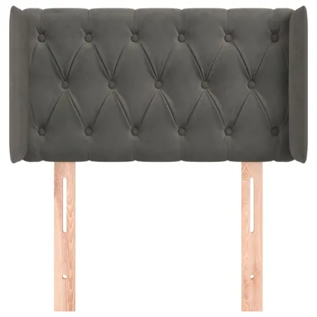 Tête de lit avec oreilles Gris foncé 83x16x78/88 cm Velours