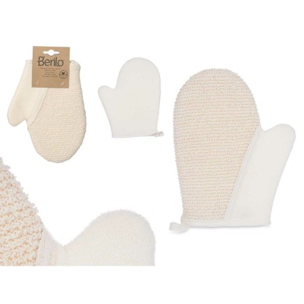 Manopla Exfoliante Berilo B7081-10 B7081-10 Blanco Beige (12 Unidades) 2