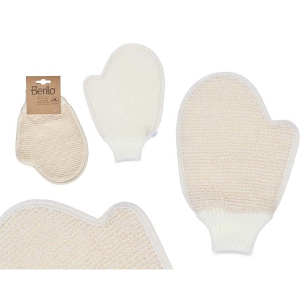 Manopla Exfoliante Berilo B7081-12 B7081-12 Blanco Beige (12 Unidades) 2