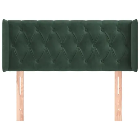 Tête de lit avec oreilles Vert foncé 103x16x78/88 cm Velours