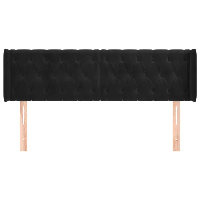 Tête de lit avec oreilles Noir 147x16x78/88 cm Velours