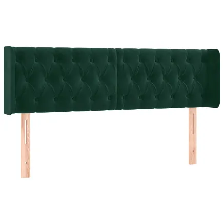 Tête de lit avec oreilles Vert foncé 147x16x78/88 cm Velours 2