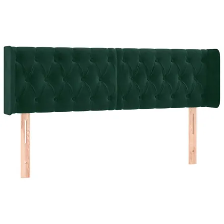 Tête de lit avec oreilles Vert foncé 147x16x78/88 cm Velours