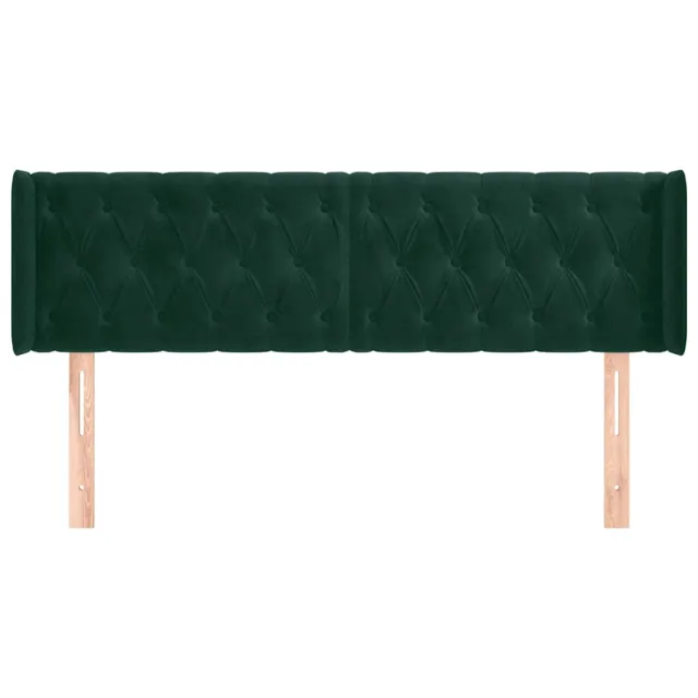 Tête de lit avec oreilles Vert foncé 147x16x78/88 cm Velours