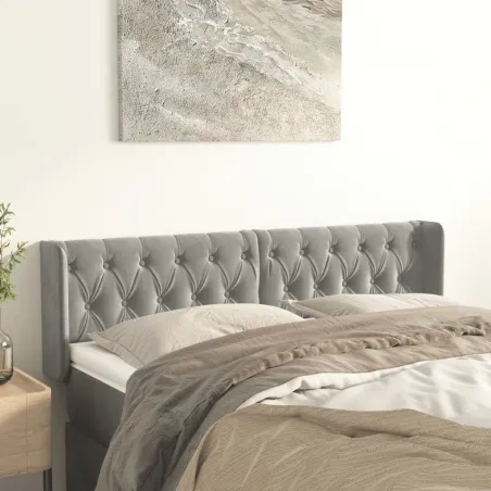Tête de lit avec oreilles Gris clair 163x16x78/88 cm Velours