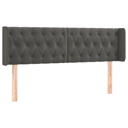 Tête de lit avec oreilles Gris foncé 163x16x78/88 cm Velours 2