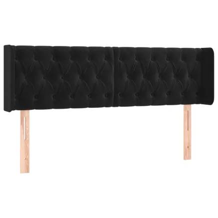 Tête de lit avec oreilles Noir 163x16x78/88 cm Velours 2