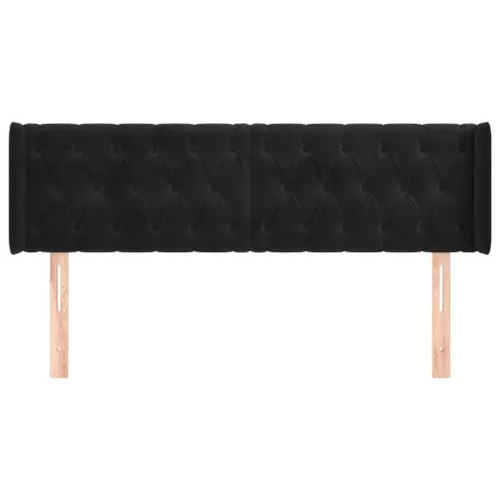 Tête de lit avec oreilles Noir 163x16x78/88 cm Velours