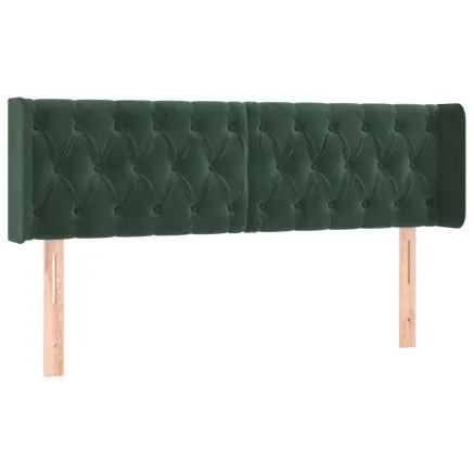 Tête de lit avec oreilles Vert foncé 163x16x78/88 cm Velours 2