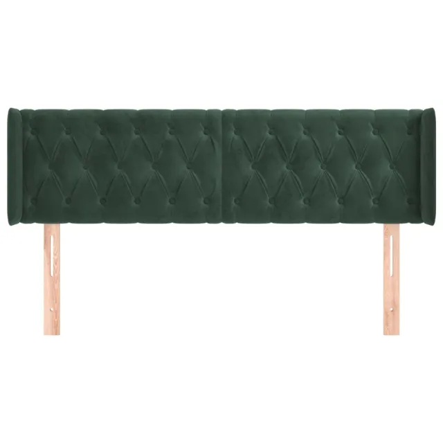 Tête de lit avec oreilles Vert foncé 163x16x78/88 cm Velours