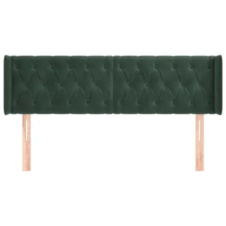 Tête de lit avec oreilles Vert foncé 163x16x78/88 cm Velours
