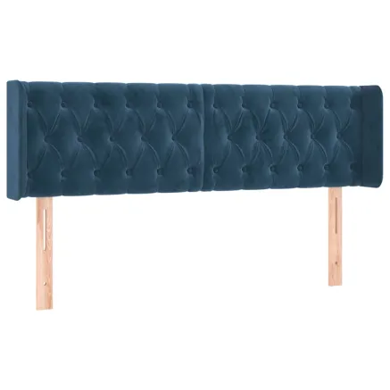 Tête de lit avec oreilles Bleu foncé 163x16x78/88 cm Velours 2
