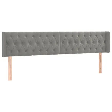 Tête de lit avec oreilles Gris clair 183x16x78/88 cm Velours 2