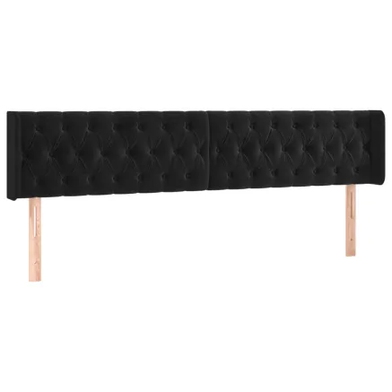 Tête de lit avec oreilles Noir 183x16x78/88 cm Velours 2