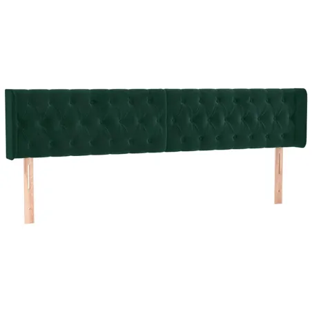 Tête de lit avec oreilles Vert foncé 183x16x78/88 cm Velours