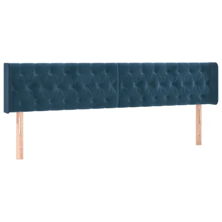 Tête de lit avec oreilles Bleu foncé 183x16x78/88 cm Velours 2