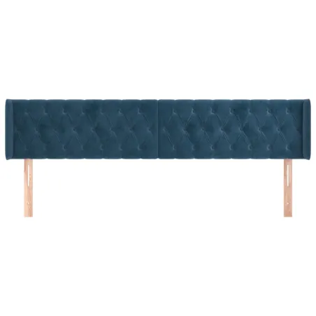 Tête de lit avec oreilles Bleu foncé 183x16x78/88 cm Velours