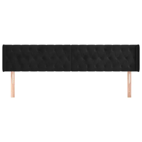 Tête de lit avec oreilles Noir 203x16x78/88 cm Velours