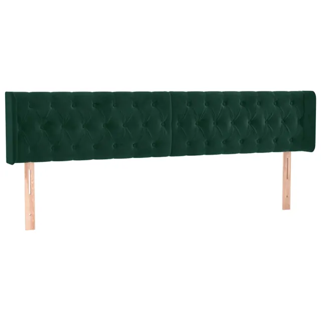Tête de lit avec oreilles Vert foncé 203x16x78/88 cm Velours