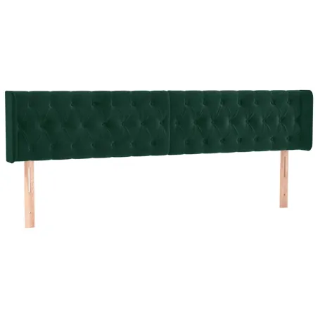 Tête de lit avec oreilles Vert foncé 203x16x78/88 cm Velours