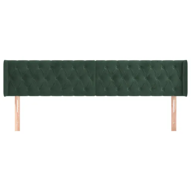 Tête de lit avec oreilles Vert foncé 203x16x78/88 cm Velours