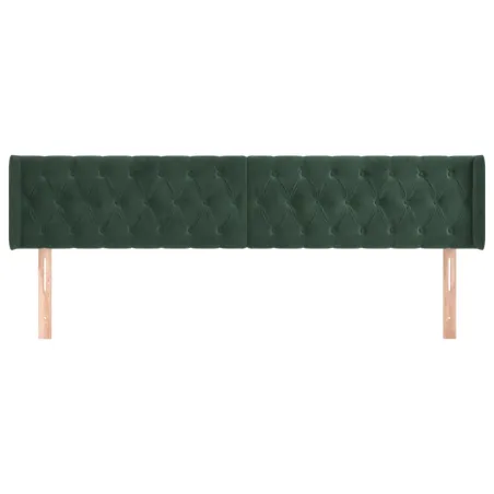 Tête de lit avec oreilles Vert foncé 203x16x78/88 cm Velours
