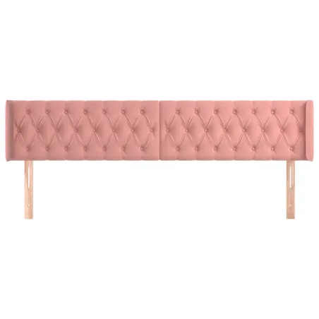 Tête de lit avec oreilles Rose 203x16x78/88 cm Velours