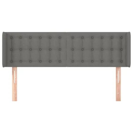 Tête de lit avec oreilles Gris foncé 147x16x78/88 cm Tissu