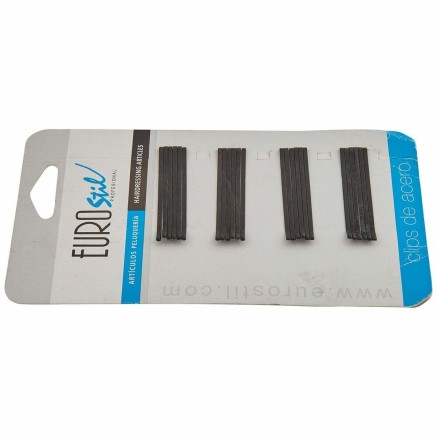 Haarspeldjes Eurostil 24 Clips 50 mm Zwart (24 pcs)