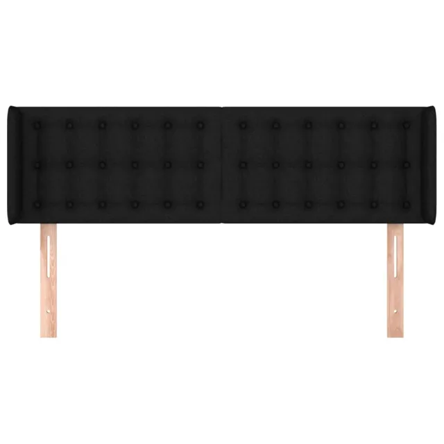 Tête de lit avec oreilles Noir 147x16x78/88 cm Tissu