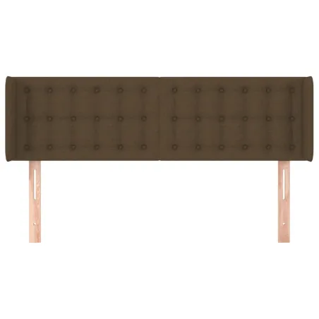 Tête de lit avec oreilles Marron Foncé 147x16x78/88 cm Tissu