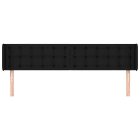 Tête de lit avec oreilles Noir 163x16x78/88 cm Tissu