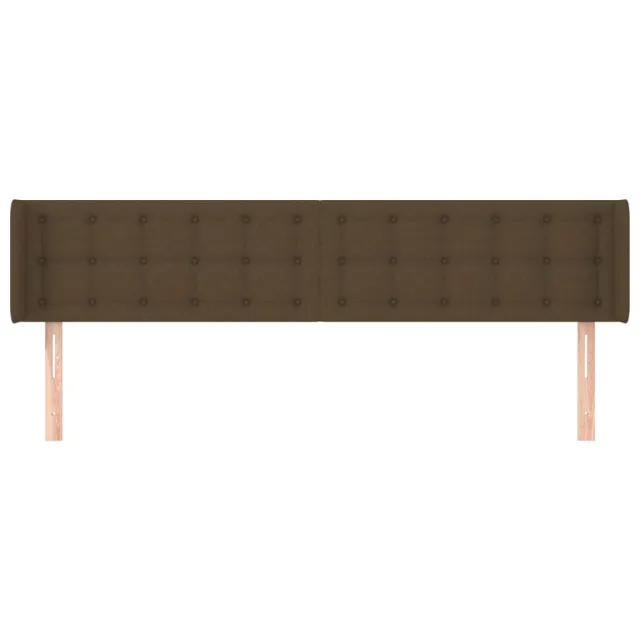 Tête de lit avec oreilles Marron Foncé 163x16x78/88 cm Tissu