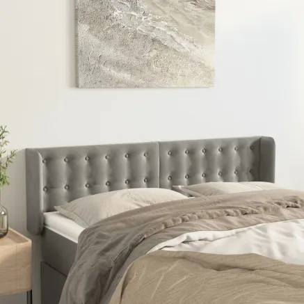 Tête de lit avec oreilles Gris clair 147x16x78/88 cm Velours